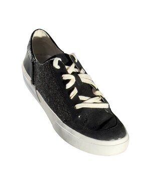 DOLCE VITA Women's Glitter Sneakers Black Sparkle Lace-Up Casual Shoes Size 8.5M